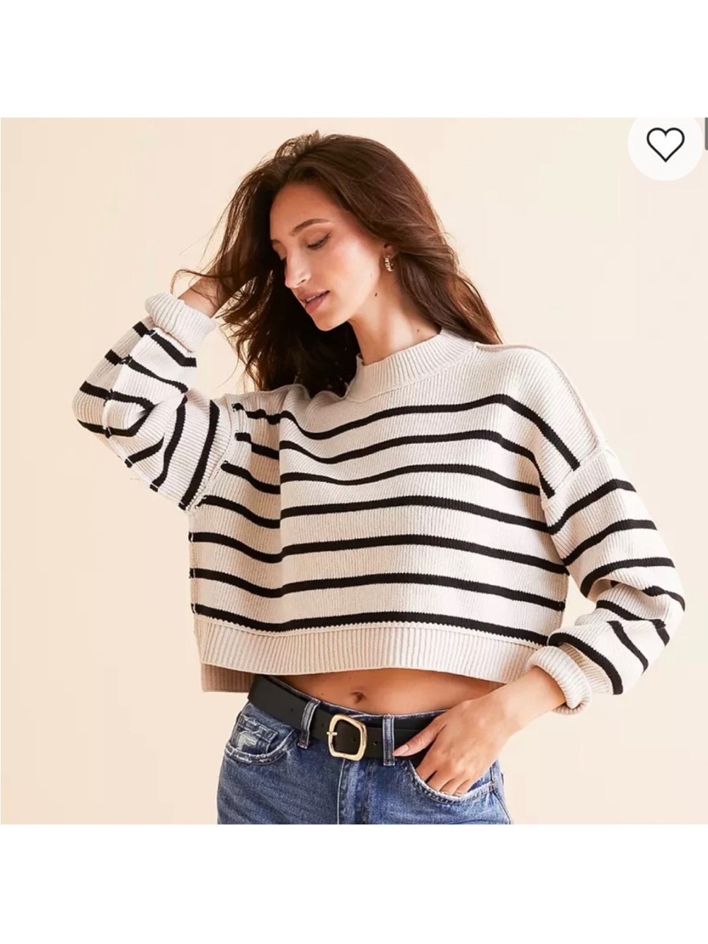 Free People striped easy street cropped sweater large